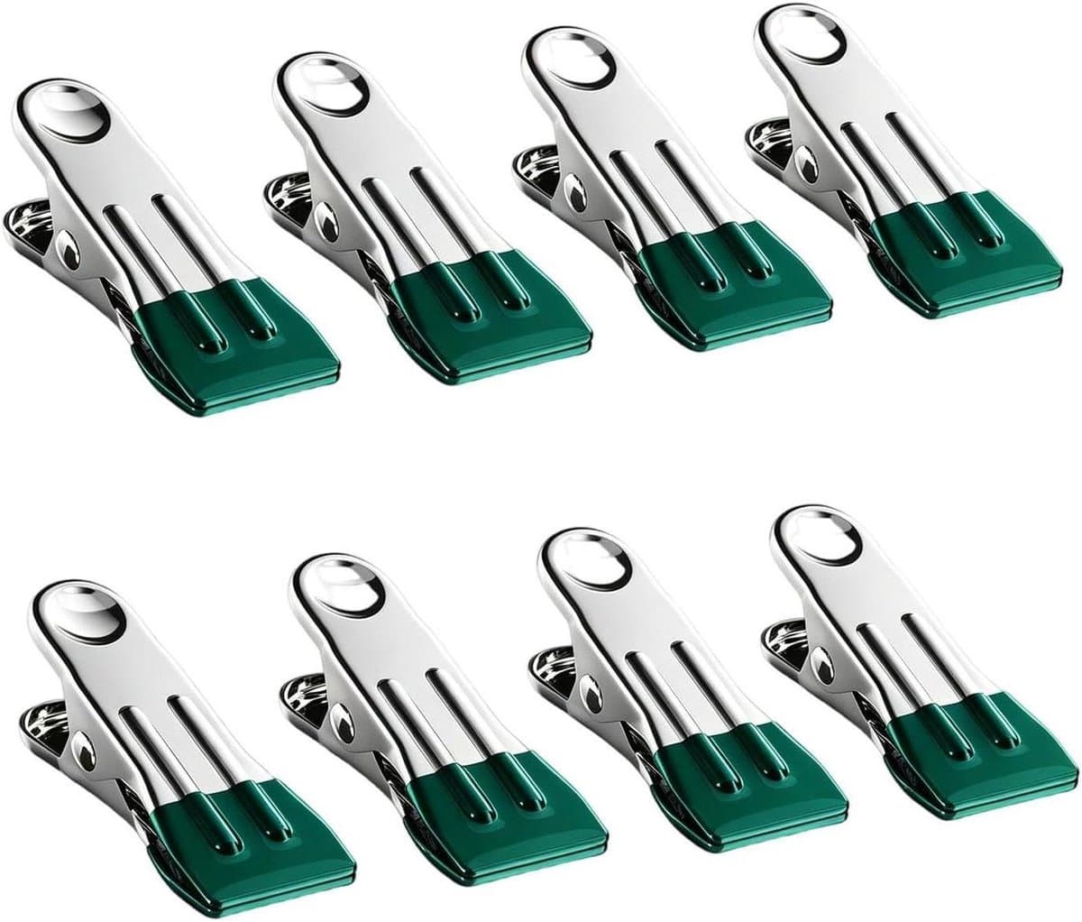 Wasknijpers - Klemmen Hangers - Kleding Drogen - Roestvrij Staal - 8 Stuks - Groen — afbeelding 1