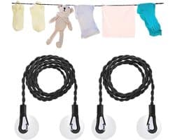 Verstelbare Reis Kledinglijn met Haken en Zuignappen, Draagbare Elastische Drooglijn voor Kamperen en Buitenactiviteiten, Windbestendige Hanger voor Efficiënt Drogen