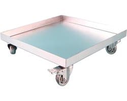 Lekbak met Wielen - Waterbak Verrijdbaar Opvangbak - Apparaten Verplaatsen - Verdikte Staalplaat - 25x25cm - Grijs