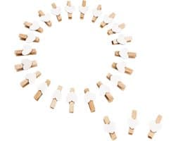 Houten Wasknijpers - Mini Knijpers - Foto's Ophangen - Hartvormig Design - 200 Stuks - Wit