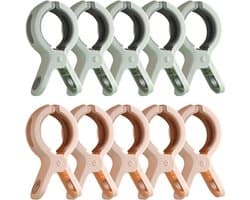 Clips voor kleding, metalen wasknijpers, 10 Stuks Strandlaken Clips Multifunctionele Plastic Antislip Handdoekklemmen Winddicht Kleren Ophangen Pinnen Herbruikbare Kleding Clips