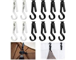 Kledinghaken met Clips - Waslijn Clips - Ruimte Besparen - Sterke Klemkracht - 12 Stuks - Zwart Wit