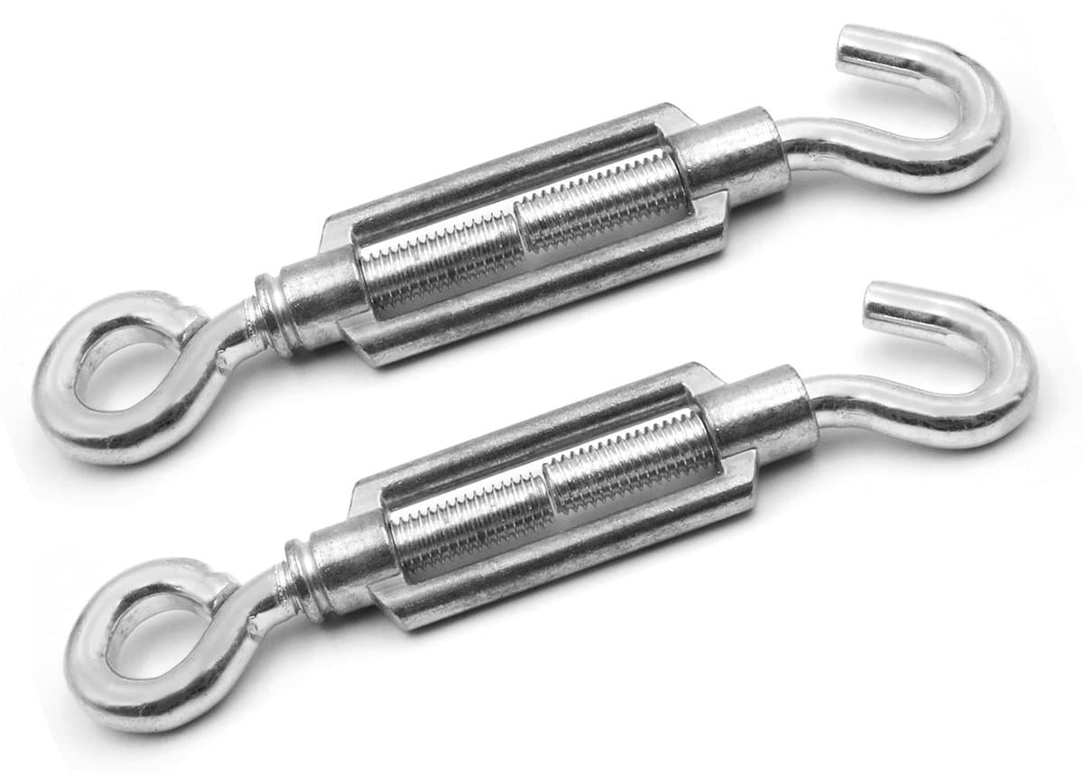 aladdien - Design61 Set van 2 spansloten - Spanhaken voor waslijn - Zilver - Draadspanners voor draadhekken - Voor buitengebruik - M6 x 60 mm — afbeelding 1