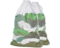 Wasnet voor Wasmachine - Ultra-fijn Mesh Waszak - Beschermende Trekkoordzak - Reisset Waszakken - Voor Bovenkleding, Lingerie, Sokken, Panty's, Baby kleding - Wit - 60x90cm - 2 stuks