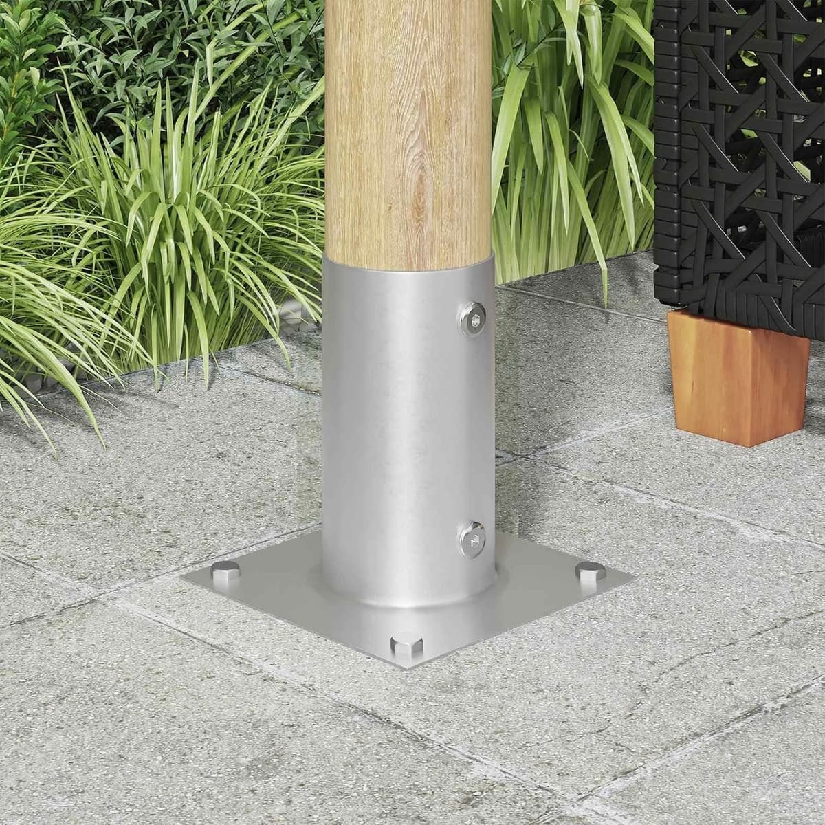 4 x grondankers voor open haarden, vuurschalen, 15 x 15 x 15 cm, verzinkt metaal, grondanker, bevestiging in de tuin — afbeelding 1