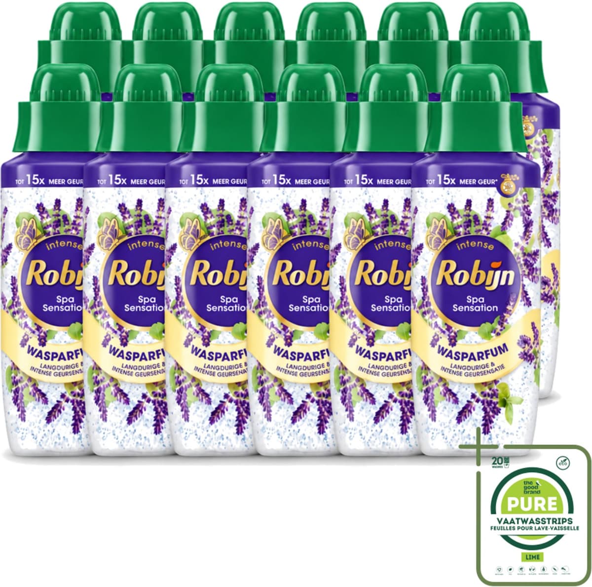 12 x Robijn – Wasparfum – Intense Spa Sensation – 342 ml - Grootverpakking - Vaatwasstrips - Wasparfum - Geur - Wasmiddel - Spa Geur - Natuurlijke Geur — afbeelding 1