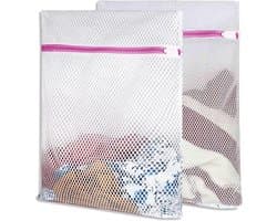 Duurzame Waszakken Set van 2, Mesh met Rits voor Kleding, Reizen en Bescherming van Kledingstukken (3 Maten), M 40 x 50 cm