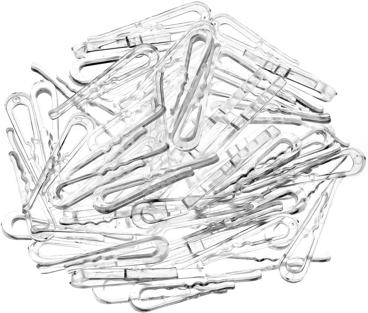 300 stuks - transparante - plastic krokodillenklemmen - 38 mm - voor het bevestigen van shirts - U-vormige plastic wasknijpers - voor stropdassen/ sokken — afbeelding 1