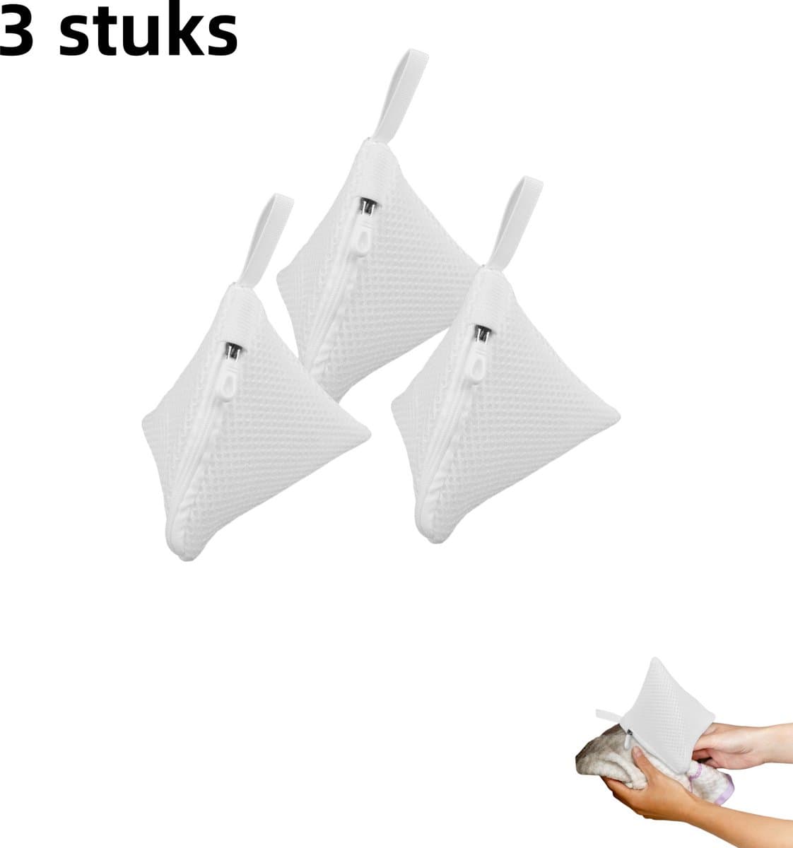 3-delige mini multifunctionele waszak - Polyester mesh waszak - Geschikt voor wasmachines, bh's en ondergoed - Witte rits driehoek 12 cm * 12 cm — afbeelding 1