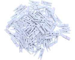Stevige witte houten mini wasknijpers 3,5 cm - 100 stuks voor knutselen en decoratie