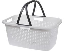 Wasmand met hegsels - 59 x 39 x 27 cm - wit - kunststof - Draagmand - Wasgoedmand - 35 liter