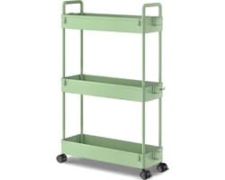 Opslag Trolley Cart Slide-out Slim Rolling Utility Cart - Opslag Rekken - Keuken Badkamer Wasruimte Slaapkamer - Kunststof Groen. Wasmachine rek