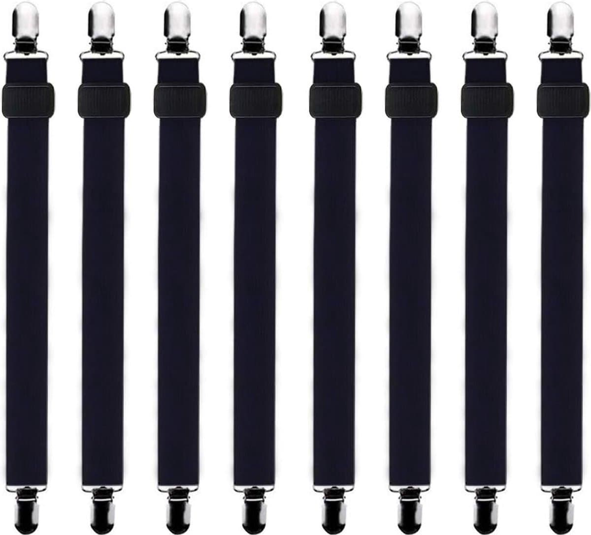 Lakenspanners verstelbaar - elastische lakenhouders - 60-200 cm - metalen clips - voor matras, bed en zitbank — afbeelding 1