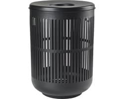 Zone Denmark Ume Wasmand met Deksel - 60 liter - Zwart - Kunststof - Ronde Wasmand met Hengsel - Wasbox of Opbergmand