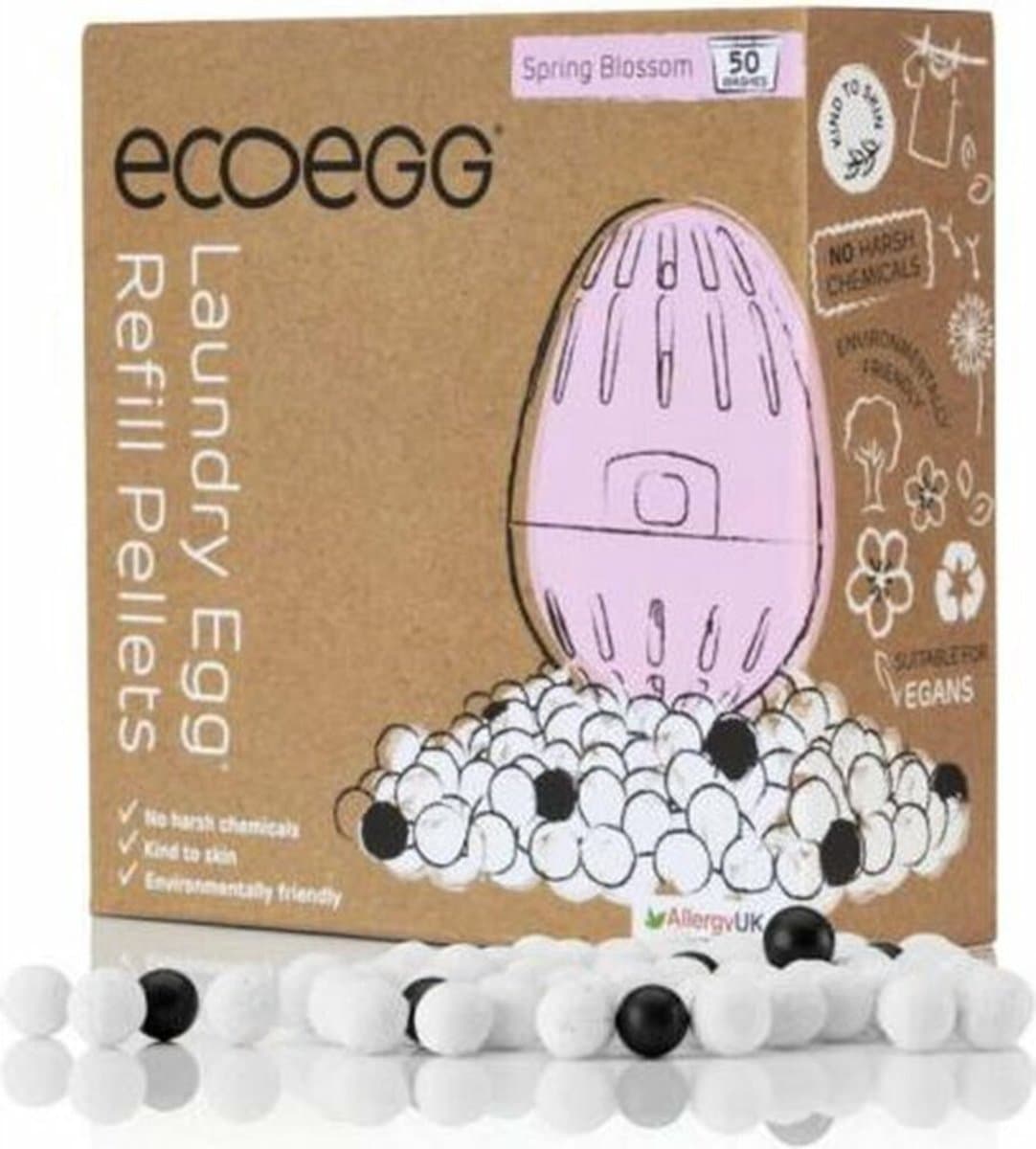 EcoEgg - Wasballen Ei Navulling - Parfumvrij - Wasparels 50 Wasbeurten - Hypoallergeen - Geschikt voor Gevoelige Huid — afbeelding 1