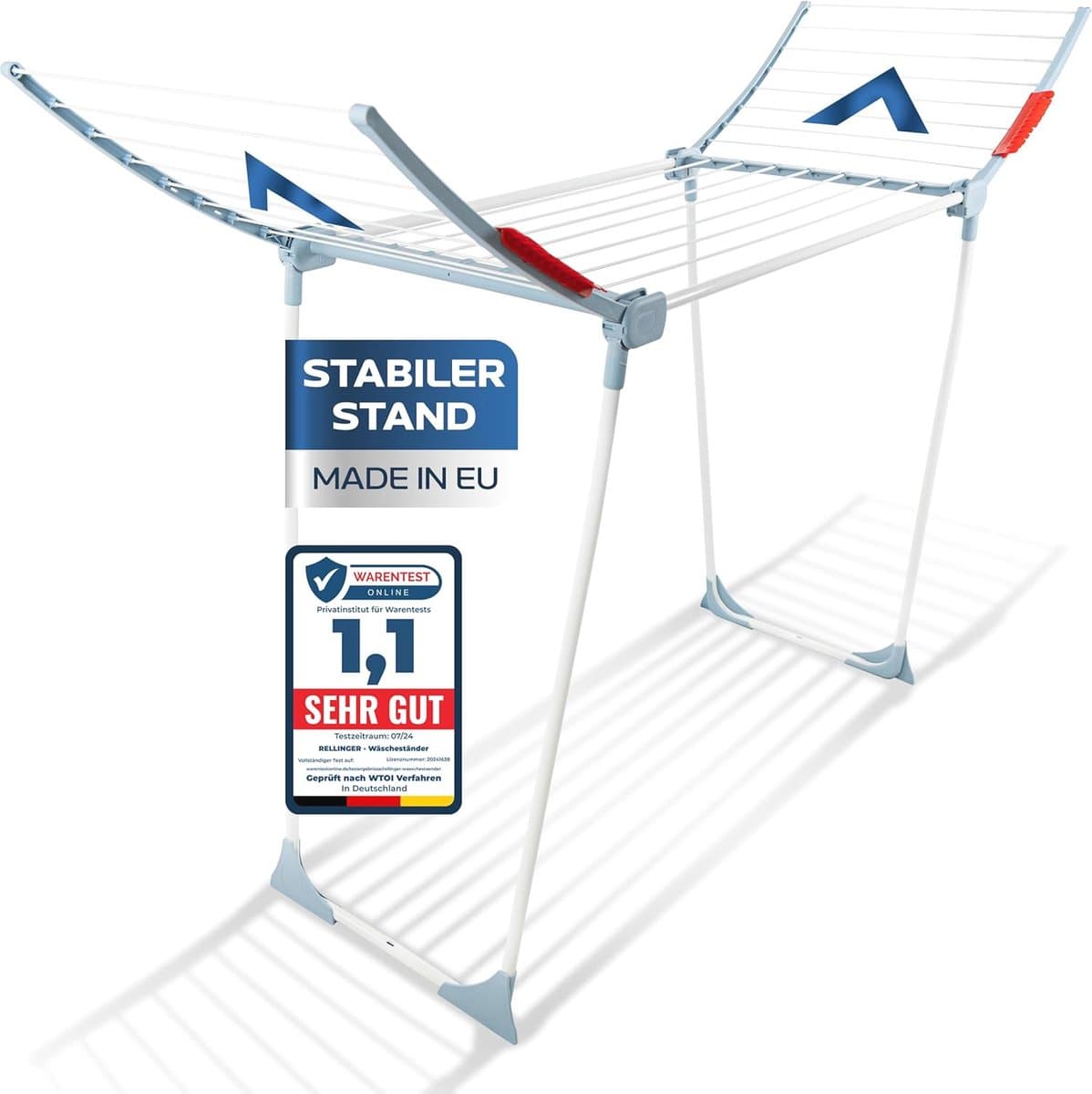 18 m drooglengte premium opvouwbaar wasrek - XXL staand droogrek - antislip balkon kledingrek — afbeelding 1