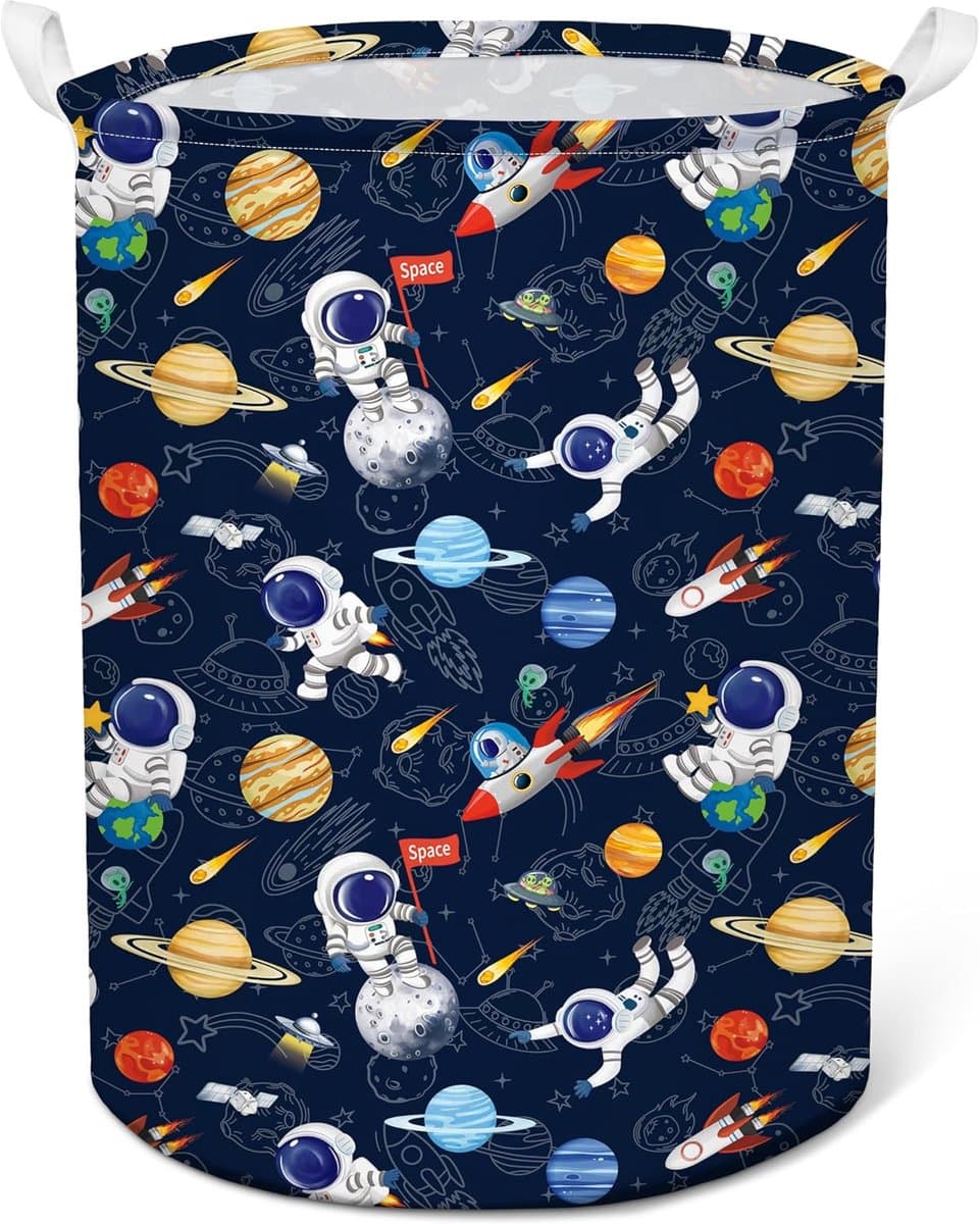 wasmand,Opvouwbare wasmand met handgrepen,Waterdichte opbergmand voor slaapkamer badkamer, astronaut — afbeelding 1
