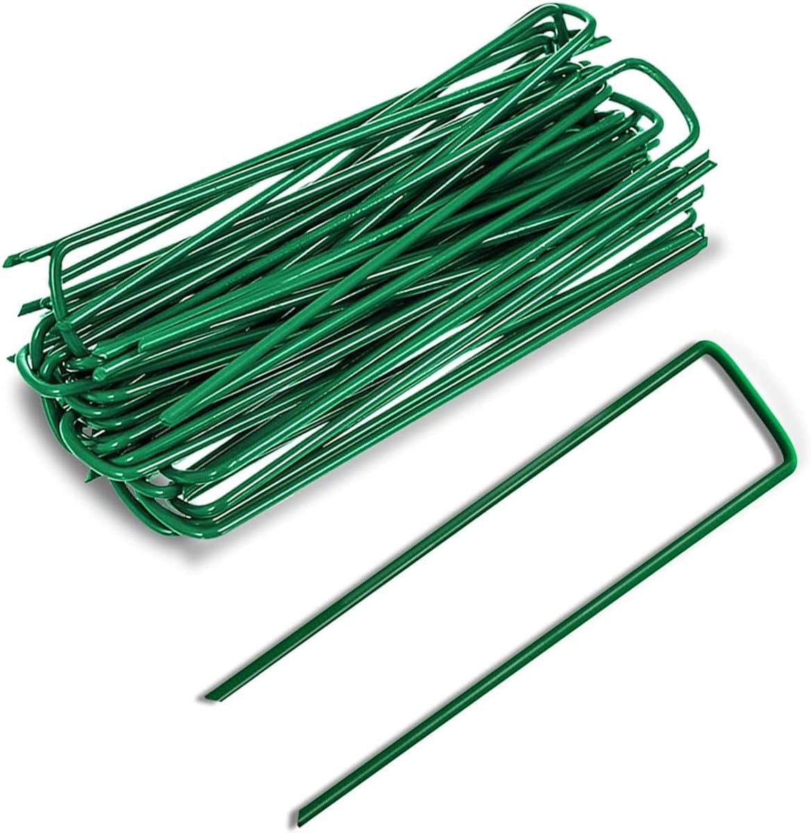 Set van 50 grondpinnen – gegalvaniseerde stalen tuinpinnen, U-vormige gazonpinnen, geschikt voor mulch en onkruidbestrijdingsdoek. — afbeelding 1