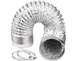 Draagbare airconditioningslang, 100 mm, flexibele ventilatieslang van PVC en aluminium, geschikt voor afzuigventilatoren, airconditioners, drogers en afzuigkappen,Zilver 1m