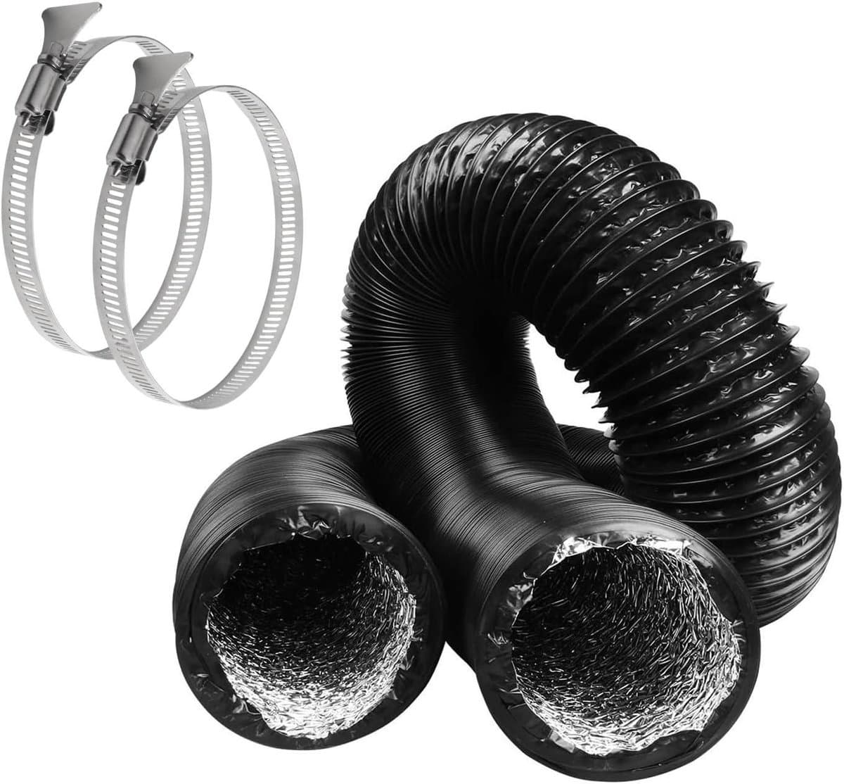 Afvoerslang PVC Aluminium - Flexibele Slang Luchtslang - Ventilatie Airco Droger - Met 2 Roestvrij Staal Klemmen — afbeelding 1