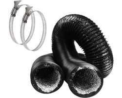 Afvoerslang PVC Aluminium - Flexibele Slang Luchtslang - Ventilatie Airco Droger - Met 2 Roestvrij Staal Klemmen