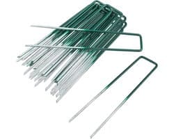 Grondanker - Half Groen - 150 mm lang, 25 mm breed, 3 mm dik - Verzinkt Stalen U-vormige Tuinharingen - Voor Tuin en Moestuin