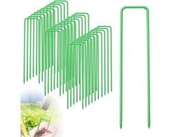 Grondankers U-vorm - Stevige haringen - Buiten bevestigen - Roestbestendige coating - 30 stuks 15 cm - Groen