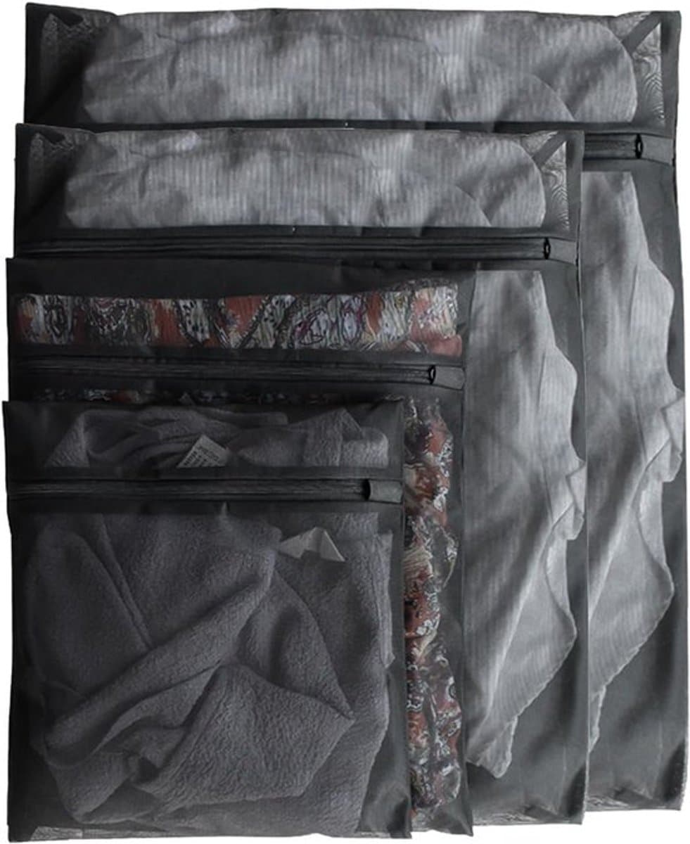 Set van 4 Waszakken in Verschillende Maten - Voor Delicate Kleding - Zwart — afbeelding 1