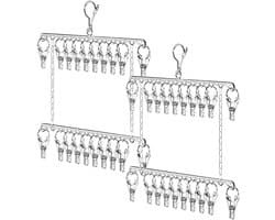 SnelShoppen - Dubbele Laag Metalen Sokkenhanger, Droogrek voor Sokken, Hangend Droogrek RVS, Multifunctioneel voor Sokken, Ondergoed, Schaal, Maskers,