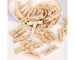 Houten Kledinghangers - Mini Knijpers - Foto's Ophangen - Natuurlijk Hout - 100 Stuks - Natuurlijk