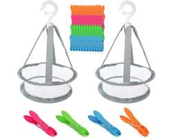 Dailygoods - Wasknijpers met mand, 50 stuks wasknijpers met zak, klemmand zonder afdruk, windbestendige kunststof wasknijpers voor waslijnen en kleerhangers