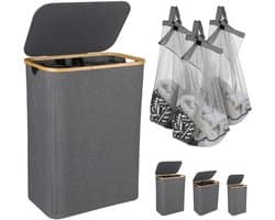 Wassorteerder ,160L,met 3 uitneembare zakken ,wasmand,Grijs