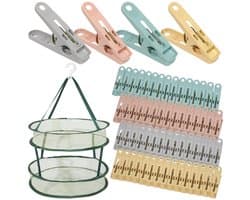 IMPERATORIS® Wasknijpers Kunststof - Waslijnklemmen - Extra Sterk - Soft Grip - Laat Geen Afdruk Achter - Weerbestendig - Set van 60 - Groen, roze, geel, grijs