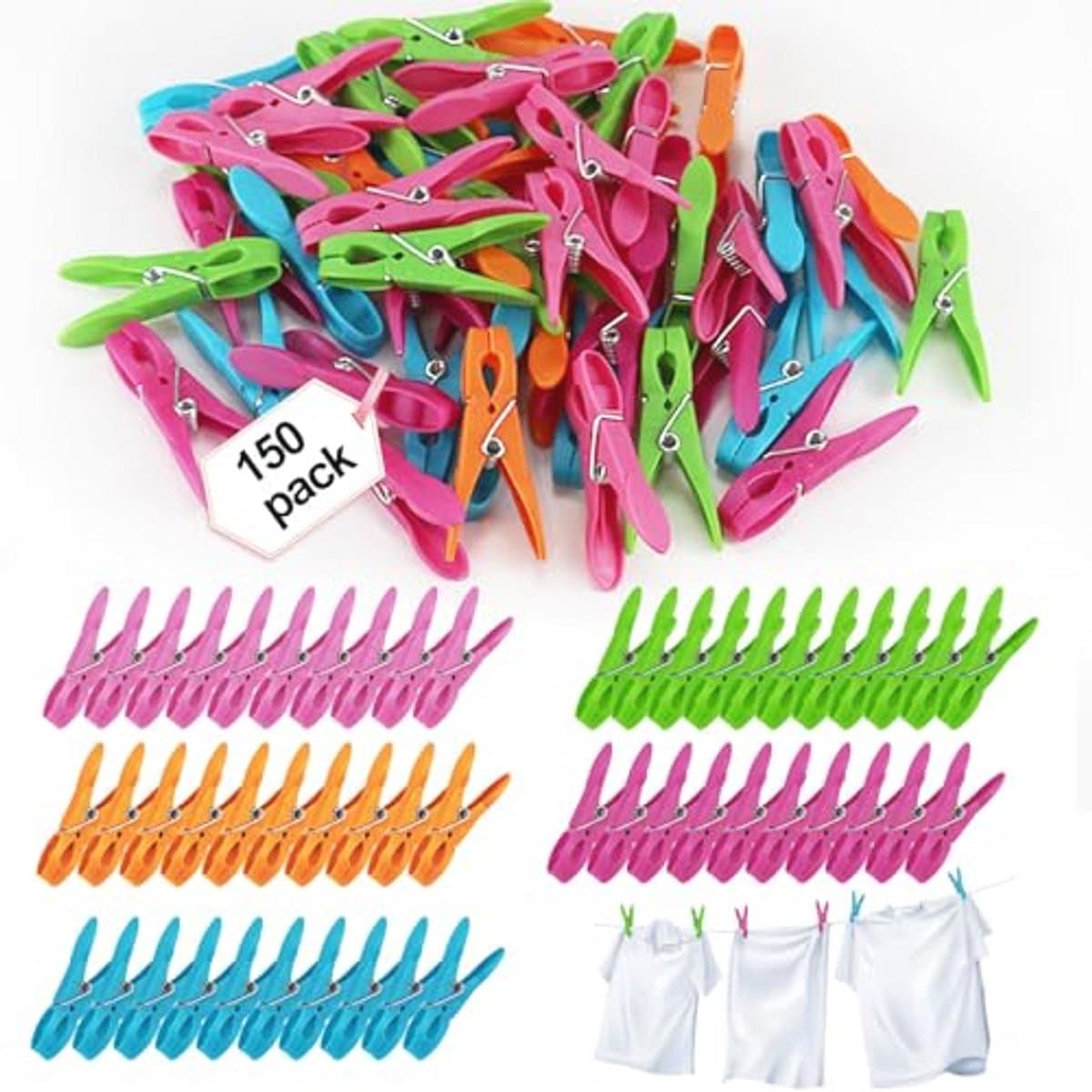 Wasknijpers 150 stuks - Antislip, Vuilafstotend, Winddicht, Perfect voor Kleding en Organisatie — afbeelding 1