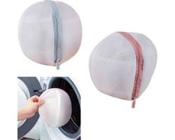 Set van 2 stuks - BH-waszak - Waszak van mesh - Waszak - Anti-vervorming - Mesh-materiaal - Met rits - Blauw, roze - 14×16cm - Geschikt voor het wassen van dameskleding