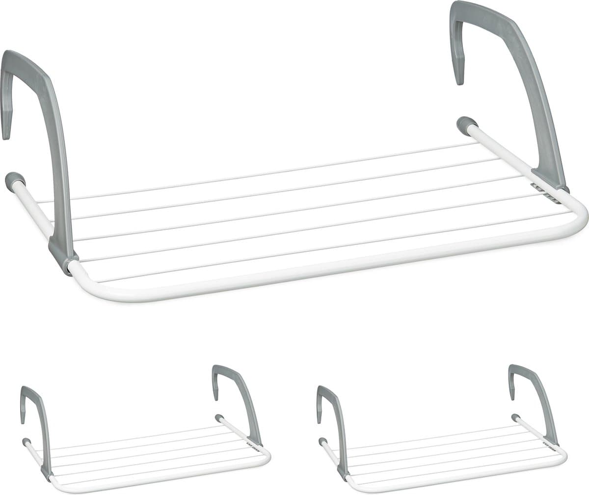 droogrek hangend - set van 3 - 3 m drooglengte - voor balkon - radiator - staal — afbeelding 1