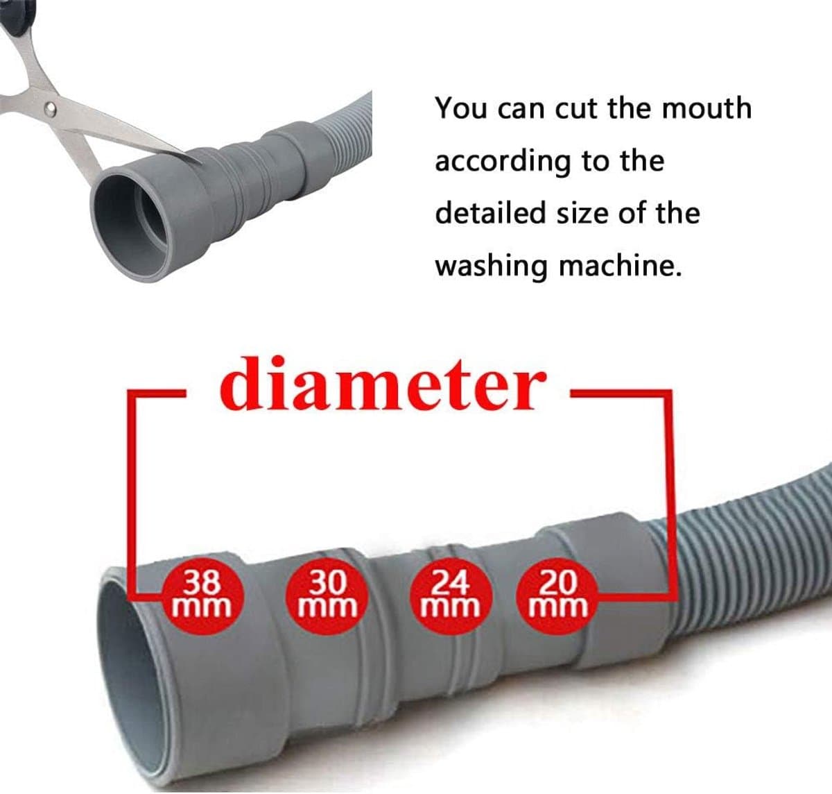 Universele Afvoerslang Wasmachine met Slangklem en Anti-Geur Stop – 1,5 Meter Verlenglengte — afbeelding 1