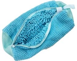 Famanu – Schoenwaszak - 2 stuks - herbruikbare waszak met ritssluiting - dik - 360 graden reinigingsfleece - waszak voor sneakers - tennisschoenen - blauw