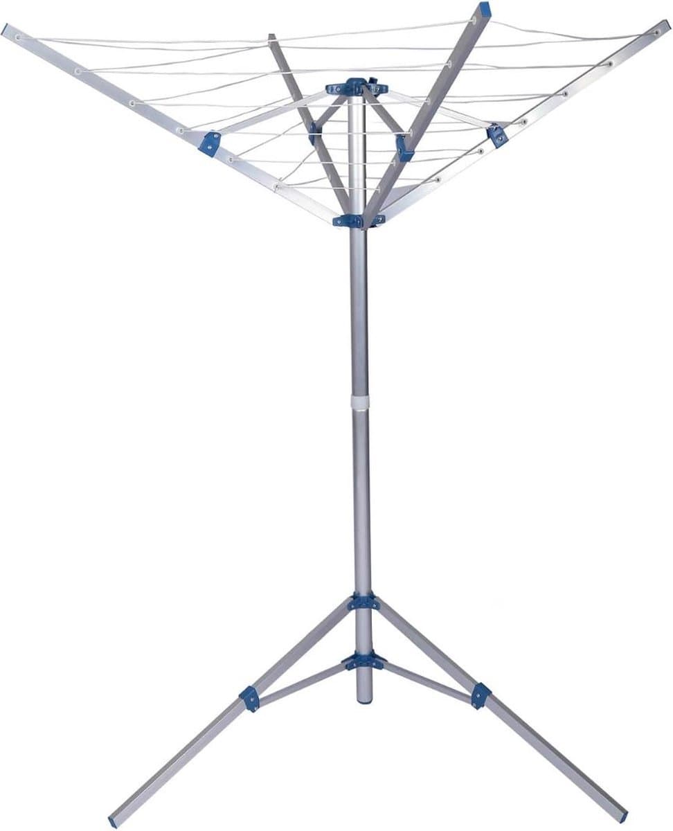 NBAP® Droogmolen met Voet voor Camping & Thuis - Wasrek Staand - Droogrek Inklapbaar - Zilver met Blauw — afbeelding 1
