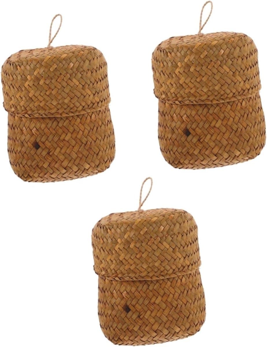 3 Stuks Rieten Opbergmanden - Geweven Zeegras Mand voor Bureau en Decoratie — afbeelding 1
