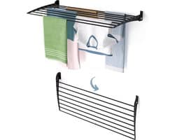 Foxydry Fold 116 cm DOWN - black - wasdroogrek wandmontage clicksysteem - neerwaartse sluiting - 116 x 50 x 10 cm — afbeelding 1