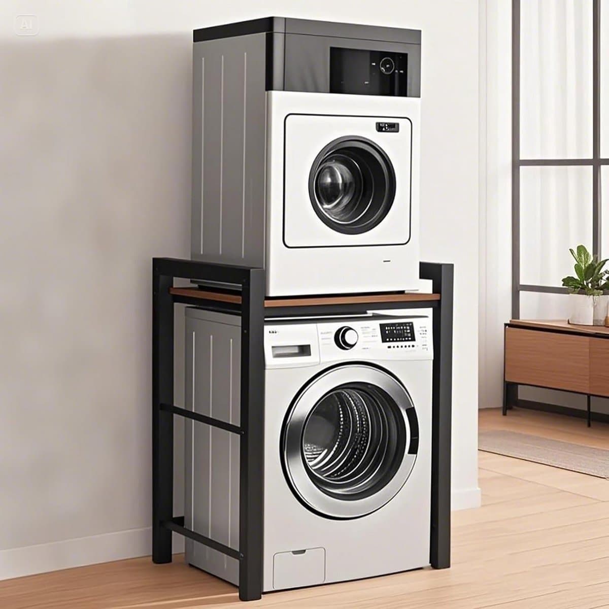 Wasmachine Verhoger - Droogkast Meubel - Ruimte Besparen - 3 Hoogte Instellingen - 75 x 67 x 105 cm - Zwart — afbeelding 1