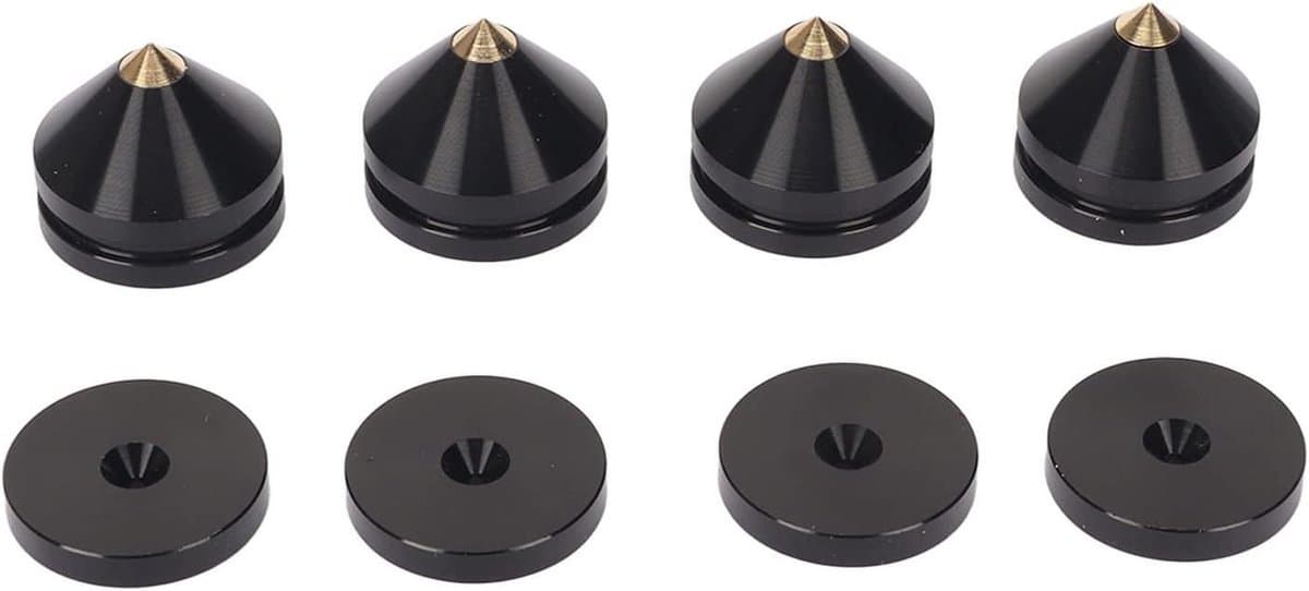 Luidspreker Isolatievoetjes - Trillingsdempers - Verbeter Geluidskwaliteit - Aluminiumlegering - 4 Sets - Zilver — afbeelding 1
