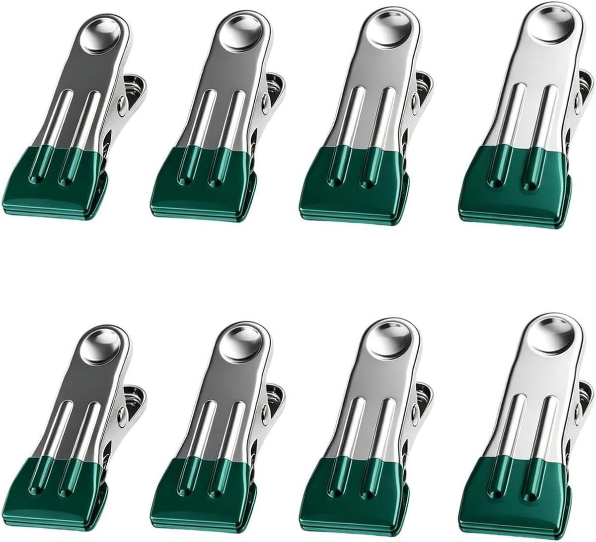 Robuuste wasknijpers - Metalen klemmen - Wasgoed drogen - Sterke grip - 8 stuks - Groen — afbeelding 1