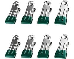 Robuuste wasknijpers - Metalen klemmen - Wasgoed drogen - Sterke grip - 8 stuks - Groen