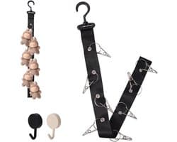 Dailygoods- Poppen Organizer 66 cm - Hangende Knuffeldierketting - 8 Metalen Clips - 2 Extra Haken - Stof/Plastic - Voor Organiseren Speelgoed - Knuffelorganizer