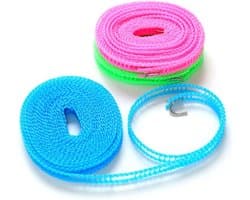 Reiswasrek - Waslijn touw - Kleding drogen - Elastisch en antislip - 5 meter - Willekeurig