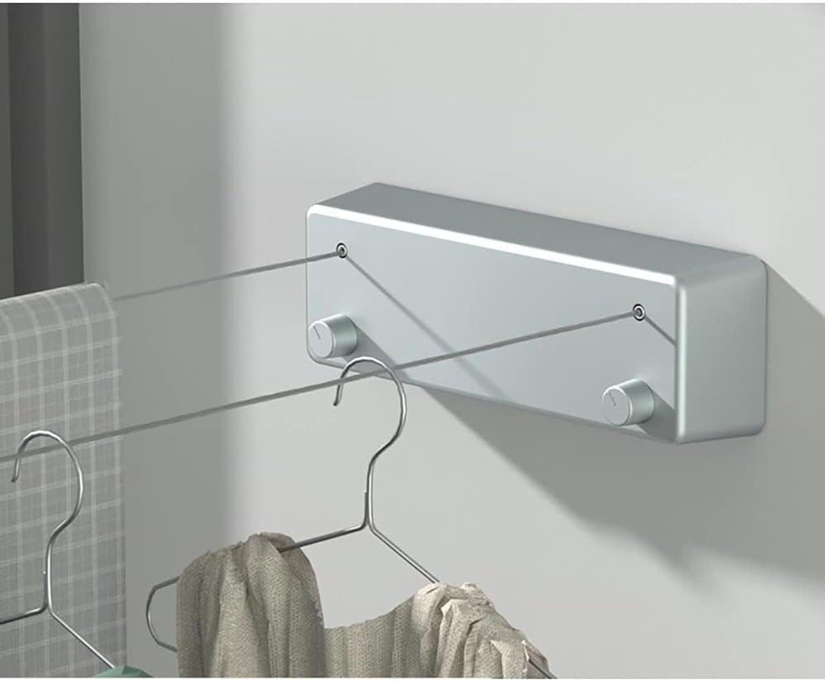 Intrekbare Waslijn - Drooglijn Muur - Kleding Drogen - Roestvrij Staal - 4.2 Meter - Zilver — afbeelding 1