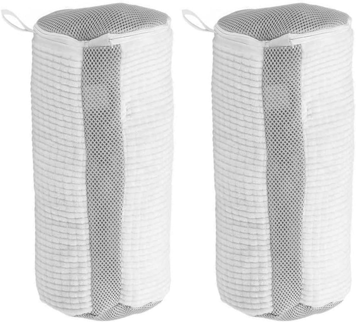 Herbruikbare schoenenwasmachinezakken voor sneakers en tennisschoenen, 360° reiniging, zachte vezels, ideaal voor wasmachine en droger, 2 stuks (wit) — afbeelding 1