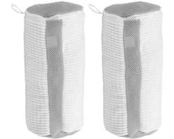 Herbruikbare schoenenwasmachinezakken voor sneakers en tennisschoenen, 360° reiniging, zachte vezels, ideaal voor wasmachine en droger, 2 stuks (wit)